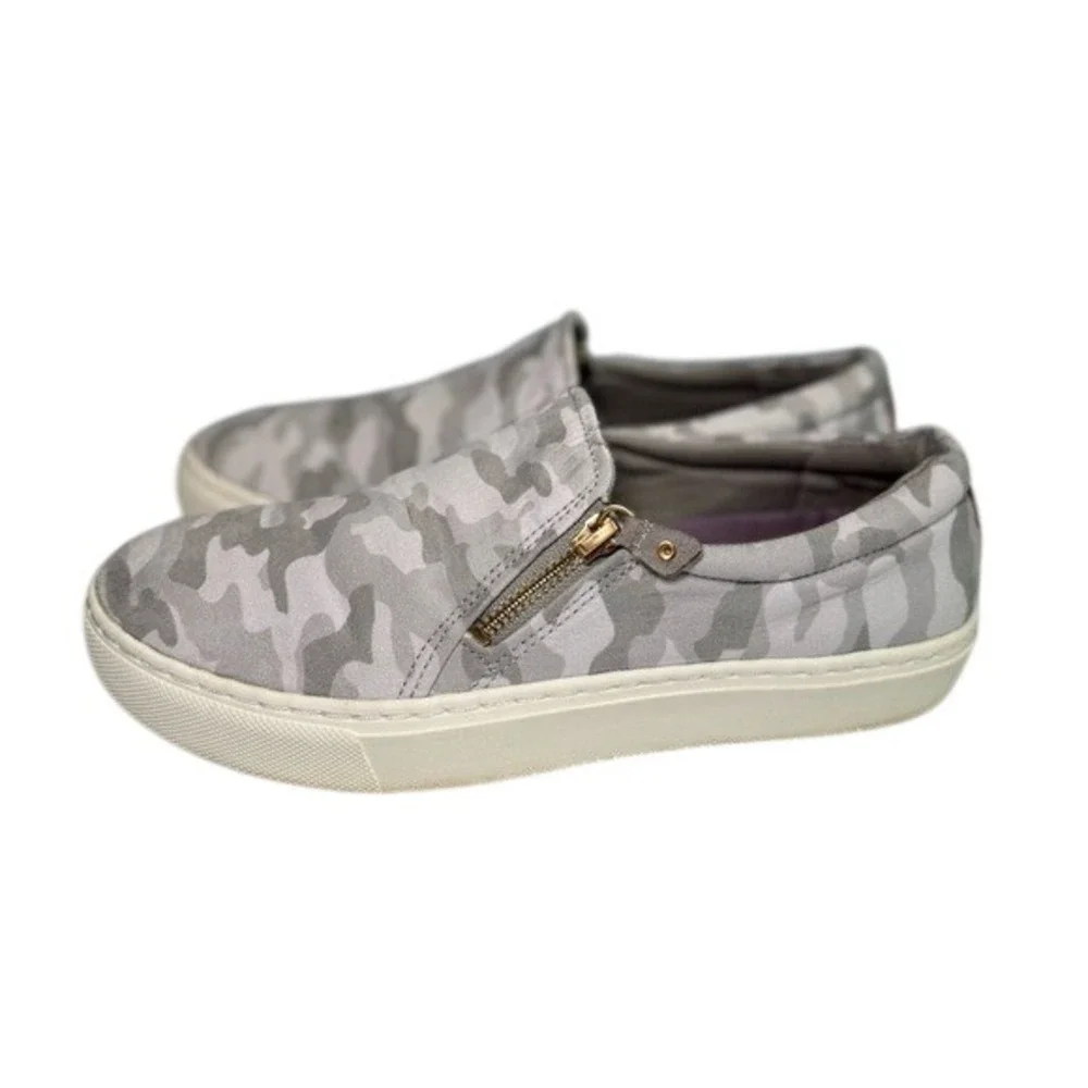 Dr Scholls Womens Slip On Sneakers‎ Camo Print Comfort Zip Detail Size 9M
